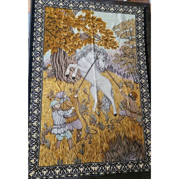 Vintage Unicorn A.T.C New York Tapestry Wall Hanging 40x56, Fantasy, MCM 1970s - Picture 1 of 8